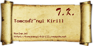 Tomcsányi Kirill névjegykártya